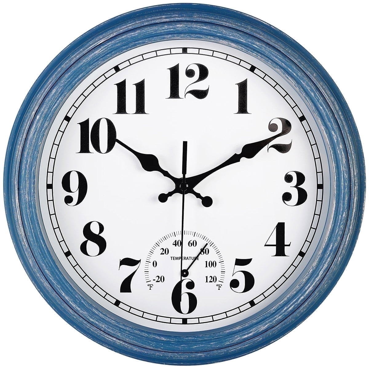 45MinST 12-Inch Retro Wall Clock with Thermometer, Blue