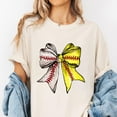 thumbnail image 2 of Softball Baseball Bow Graphic T-Shirt - Cute Sports Tee for Women, Casual Athletic Apparel, Team Spirit Wear, Gift for Softball Players, 2 of 7