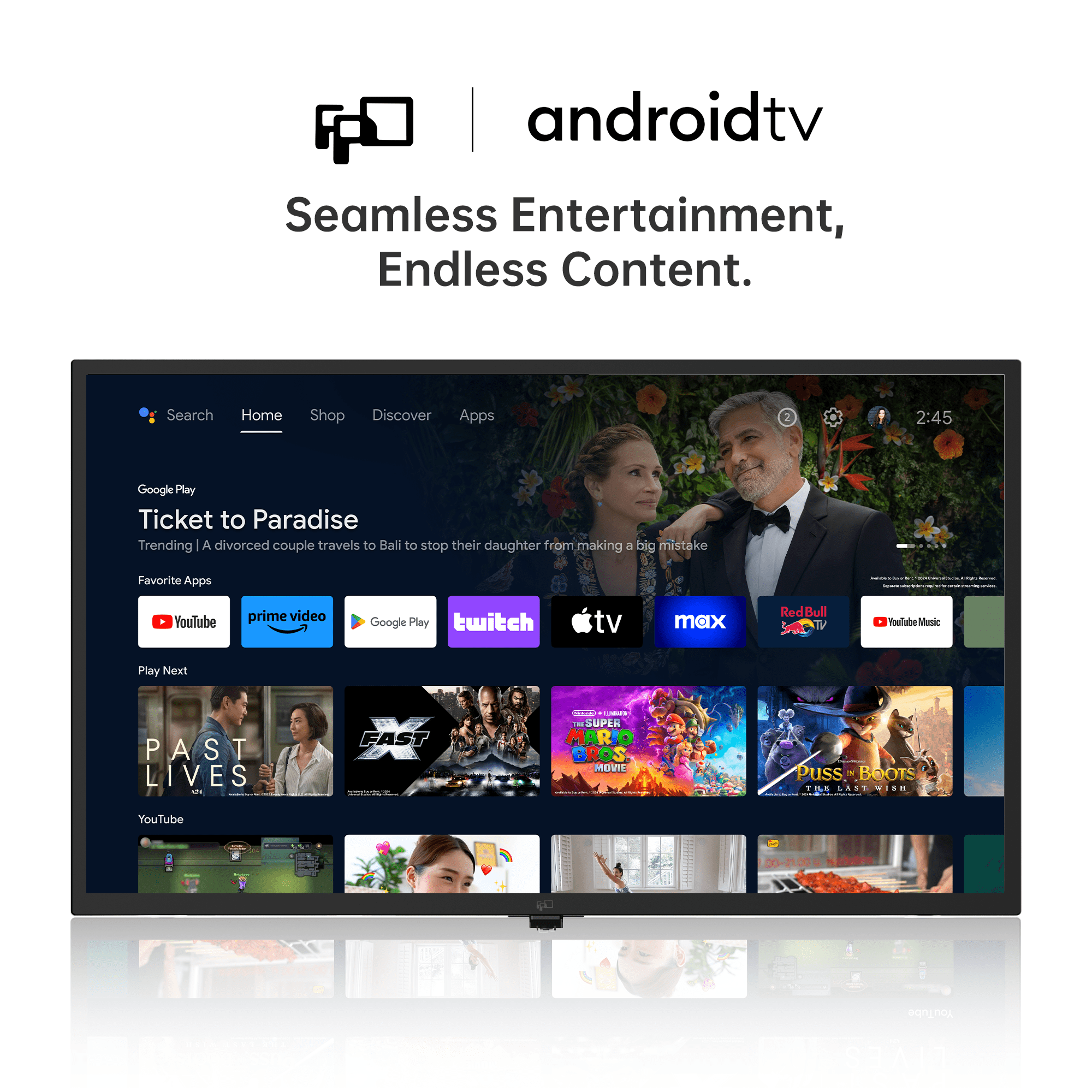 FPD 32-inch Smart TV, 720P HD Android TV with Google Play Built-in Chromecast, Dolby Audio, Hdr 10, Flat Television with Assistant Voice Control