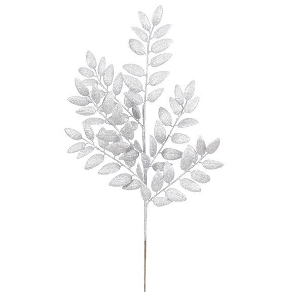 Vickerman 22" Silver Glitter Honey Locust Artificial Christmas Spray. Includes 6 sprays per pack.