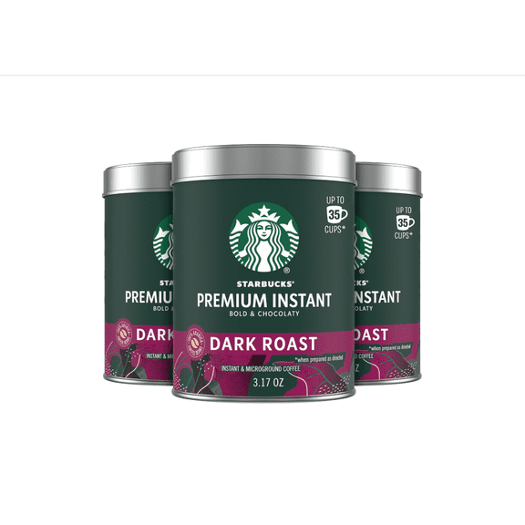 Premium Instant Coffee Dark Roast Arabica Beans 3 Pack 3.17 oz Tins