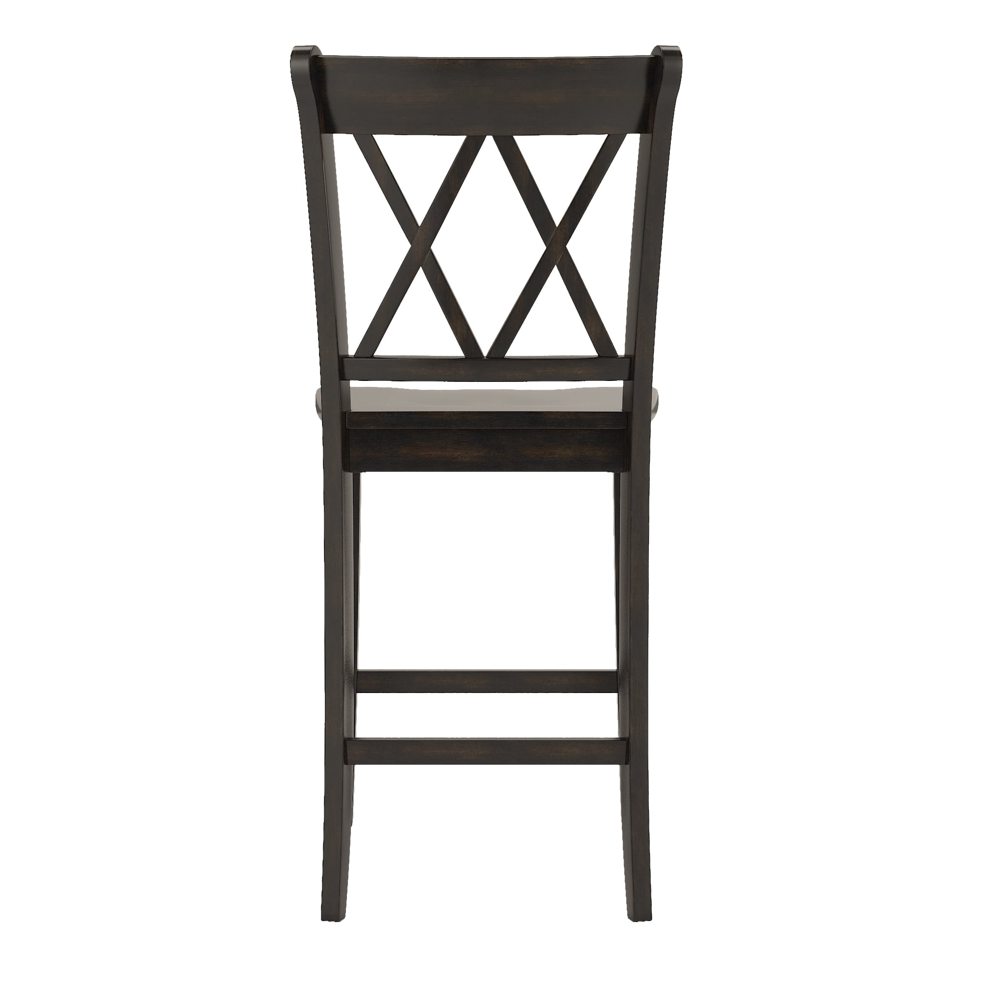 Weston Home Farmhouse Vintage Double X Solid Wood Counter Height Chair, Set of 2, Antique Black