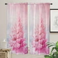 thumbnail image 2 of Pink Christmas Tree Kitchen Curtain 2 Panels Curtains 72 Inch Length, Pink Ombre Xmas Tree Oil Painting Curtains Rod Pocket Curtains Window Drapes Treatment Window Cafe Curtains, 2 of 5