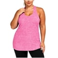 thumbnail image 2 of Uootdi Gym Tops for Women U Neck Sleeveless Racerback Keyhole Cutout Plain Marled Knit Tank Tops for Women Relaxed Fit Workout Sweat Wicking Womens Tees, 2 of 9