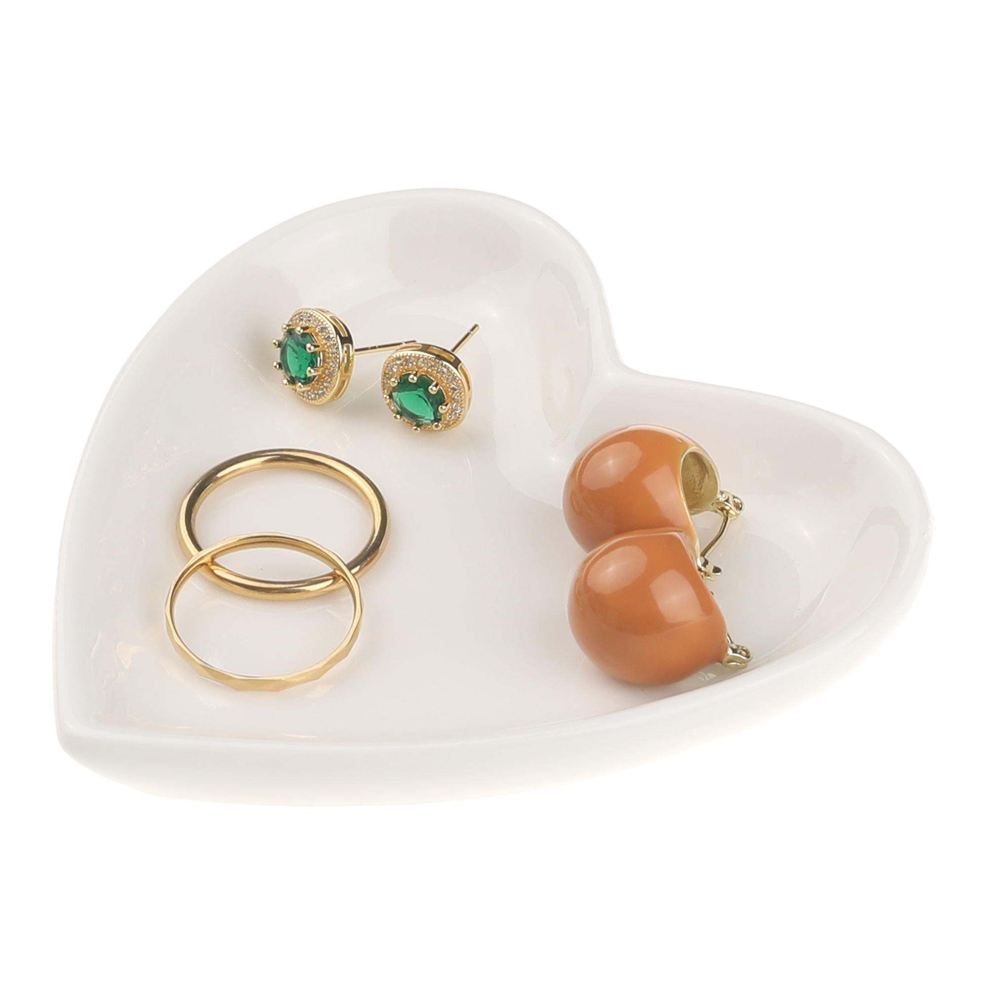 Unique Bargains Ceramic Jewelry Tray Trinket Ring Dish for Organizing Earrings Necklaces White-9*9.2*1.3cm