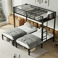 thumbnail image 2 of Bellemave Triple Bunk Bed Twin over Twin and Twin Metal Bunk Bed Frame with Storage Shelf and Build-in Table Space-saving 3 Beds in 1 Convertible 3 Bunk Bed for Kids Teens Boys Girls, Black, 2 of 12