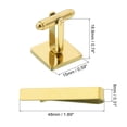 thumbnail image 2 of Juego de 3 Gemelos y Clip de Corbata para Hombres, Gemelos Cuadrados de Acero Inoxidable, Dorado, 2 of 7
