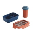 thumbnail image 2 of Honmine Portable Lunch Box, Bento Food Container with Double Layer Compartments, Microwave Safe Meal Prep Kit with Utensils for Work, Picnic, Travel, 2 of 6