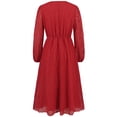 thumbnail image 5 of SMihono Fashion Maxi Dresses for Women Long Sleeve V Neck Empire Waist Layered Pleated Dress Elegant Flowy Ruffled A-line Long Dresses Red 4, 5 of 9