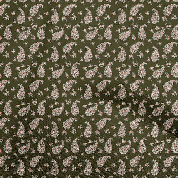 oneOone Cotton Poplin Twill Dark Brown Fabric Florals Craft Projects Decor Fabric Printed By The Yard 56 Inch Wide