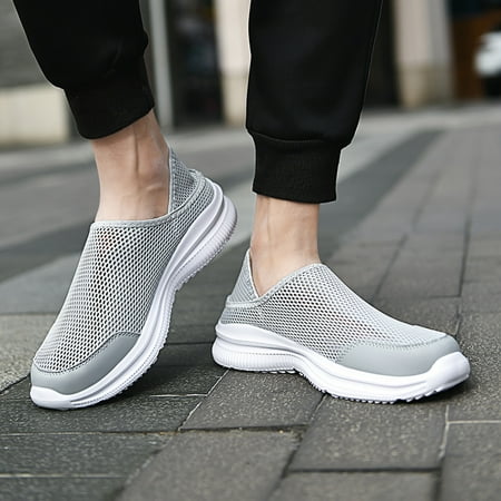 

Cathalem Fashion Men Mesh Mountaineering Casual Sport Shoes Slip On Solid Color Running Breathable Soft Casual Shoes Men Sneaker Grey 11