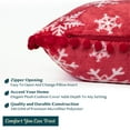 thumbnail image 3 of PAVILIA Snowflake Red Throw Pillow Covers with Pom Pom 20x20 Set of 2, Christmas Decorative Pillow Cases for Bedroom, Holiday Small Pillows Set for Bed, Velvet Winter Plush Cushion Covers Sofa Couch, 3 of 7