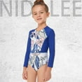 thumbnail image 3 of GYRATEDREAM Girls Long Sleeve Swimsuits One-Piece Rash Guard Bathing Suits 4-14 Years, 3 of 9