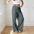 thumbnail image 5 of ZHYou Sweatpants for Women Cotton Linen Baggy Fit Drawstring Wide Leg Elastic High Waist Casual Pull On Jogger Pants,Dark Gray,Size S, 5 of 9