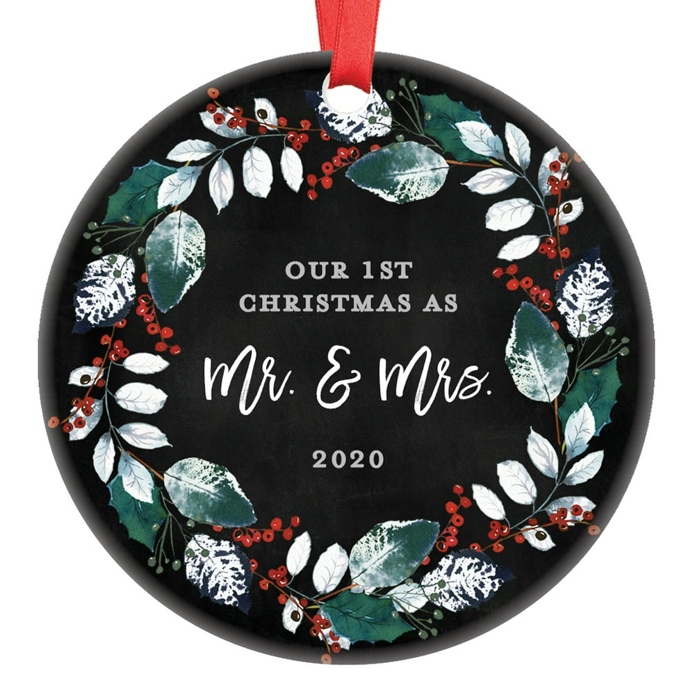First Christmas Wedding Ornament 2020, Mr and Mrs 1st Married Christmas