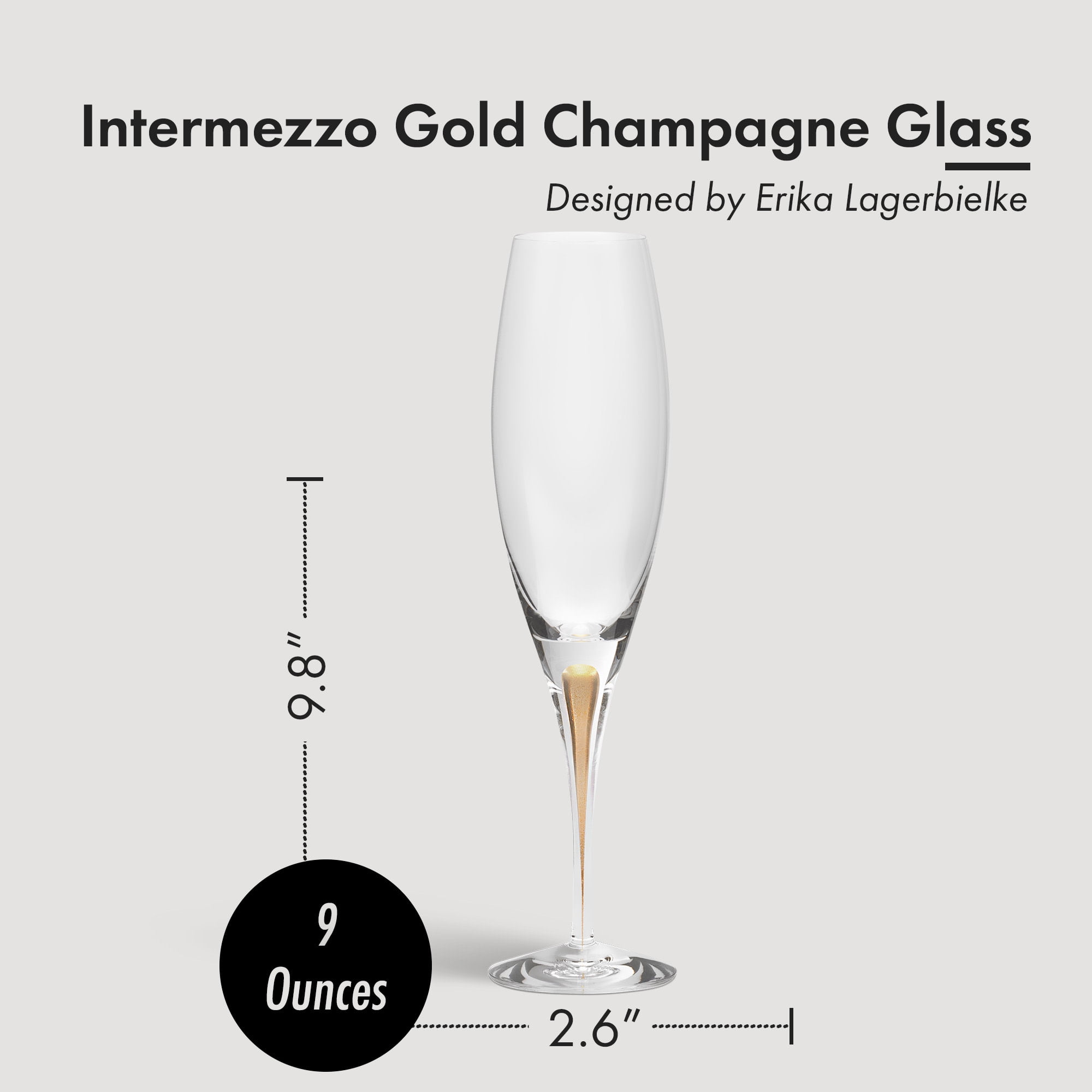 Orrefors Intermezzo Gold Crystal Flute Champagne Glass (Set of Two)