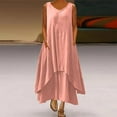 thumbnail image 3 of Women's Dresses Cotton Linen Irregular Double Layer Tank Dress Plus Size Sleeveless Loose Beach Dresses Summer Sundress, 3 of 6