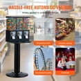 thumbnail image 6 of KFFKFF Black Gum Ball with Stand Vending Machine 44in Height Freestanding Commercial 25 Cents Coin Operated Gumball Bank 3 Compartment Candy Dispenser Vintage Candy Dispenser, 6 of 9