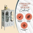 thumbnail image 4 of Kings Brand Furniture Wood Curio Display Storage Cabinet with 2 Glass Shelves & 2 Drawers (White), 4 of 9
