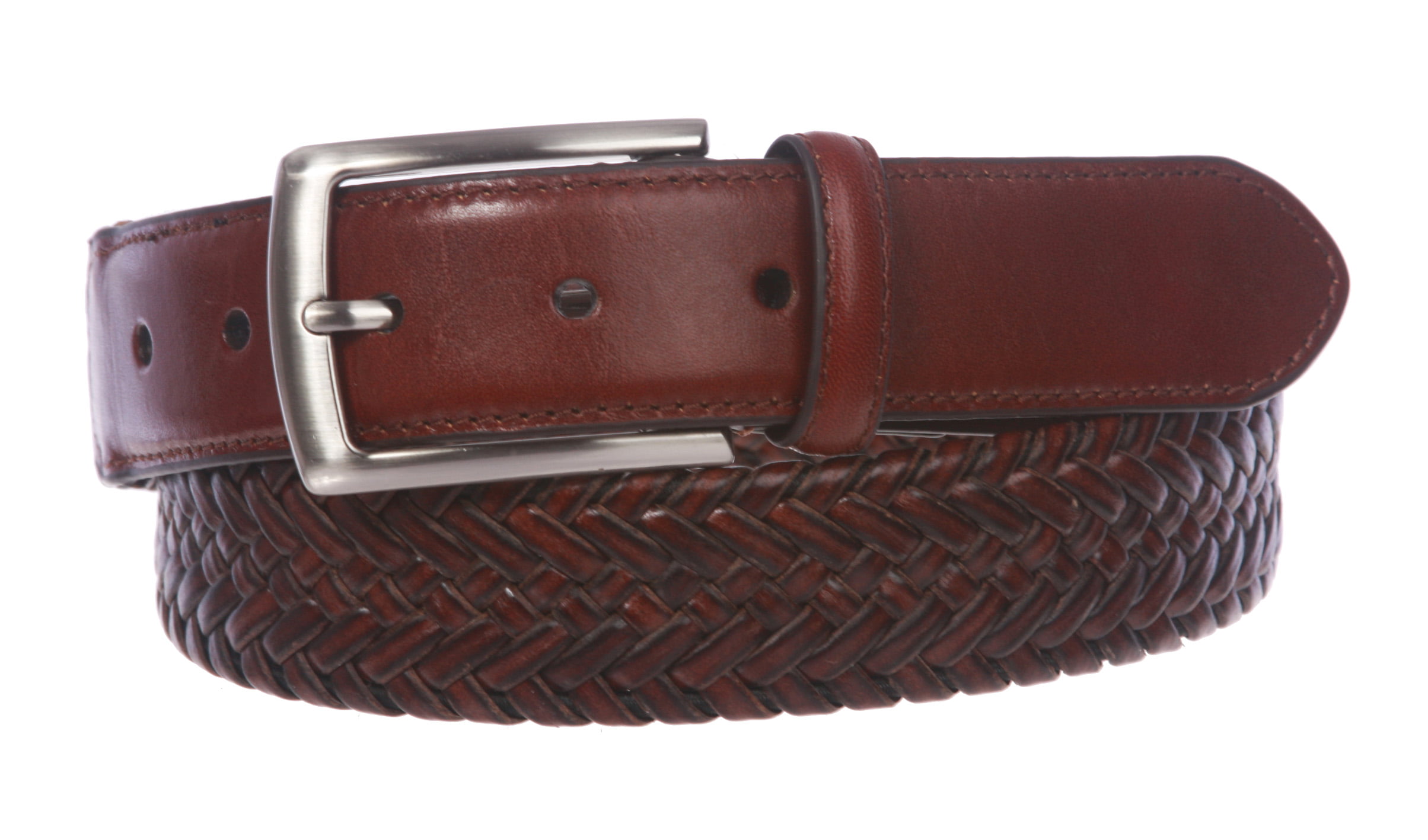 Mens Comfort Stretch Braided Leather Belt