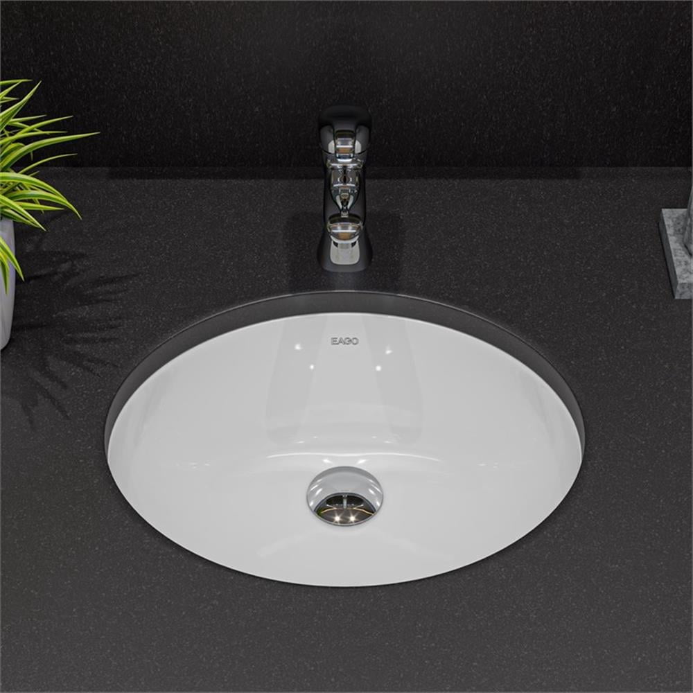 Pemberly Row White Ceramic 18"x15" Undermount Oval Bathroom Sink