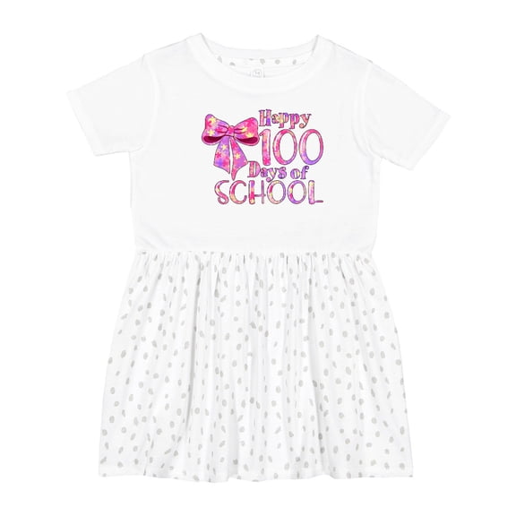 Inktastic Happy One Hundred Days of School Bow and Flowers Girls Toddler Dress
