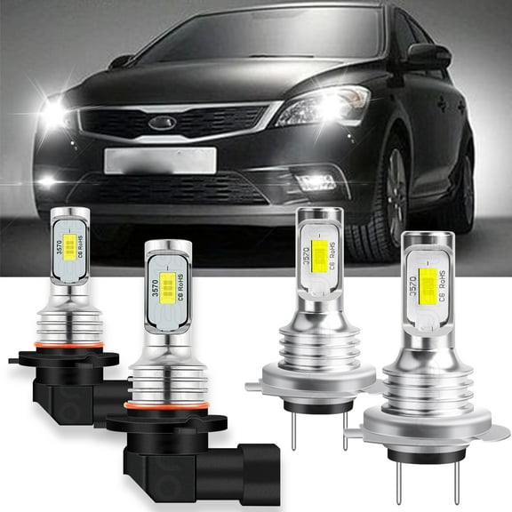 BMZONCC for Kia Forte 2017-2018 4x 6000K LED Headlight High-Low Beam Fog Light Bulbs Kit