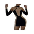 thumbnail image 2 of Txlixc Mujeres Bodycon Backless Vestido Contraste Color Sheer Cold Shoulder Manga larga Halter Dress Party Wear Txlixc Moda, 2 of 10