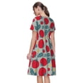 thumbnail image 2 of Bixox Robe d'Été à Manches Courtes pour Femmes Robe Ample Longueur Genou avec Poches-Tomate, 2 of 7