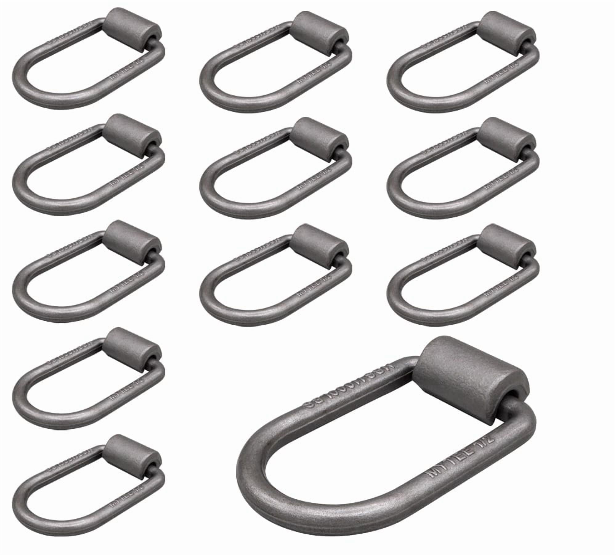12 pack 1/2" Heavy Duty Weld-On Extended Forged D Ring w/ Mounting Brackets - 11000 lbs Bracking Strength - Tie Down Anchor D-Ring for Trailer, Truck Cargo, RV, ATV Tiedowns