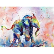 African Elephant Baby Kids Art Colorful Abstract Animal Print Wall Art By Sarah Stribbling
