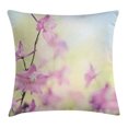 thumbnail image 1 of Floral Throw Pillow Cushion Cover, Larkspur Petals with Bokeh Backdrop Summer Season Botany Bouquet Image, Decorative Square Accent Pillow Case, 16 X 16 Inches, Baby Pink Pale Green, by Ambesonne, 1 of 2