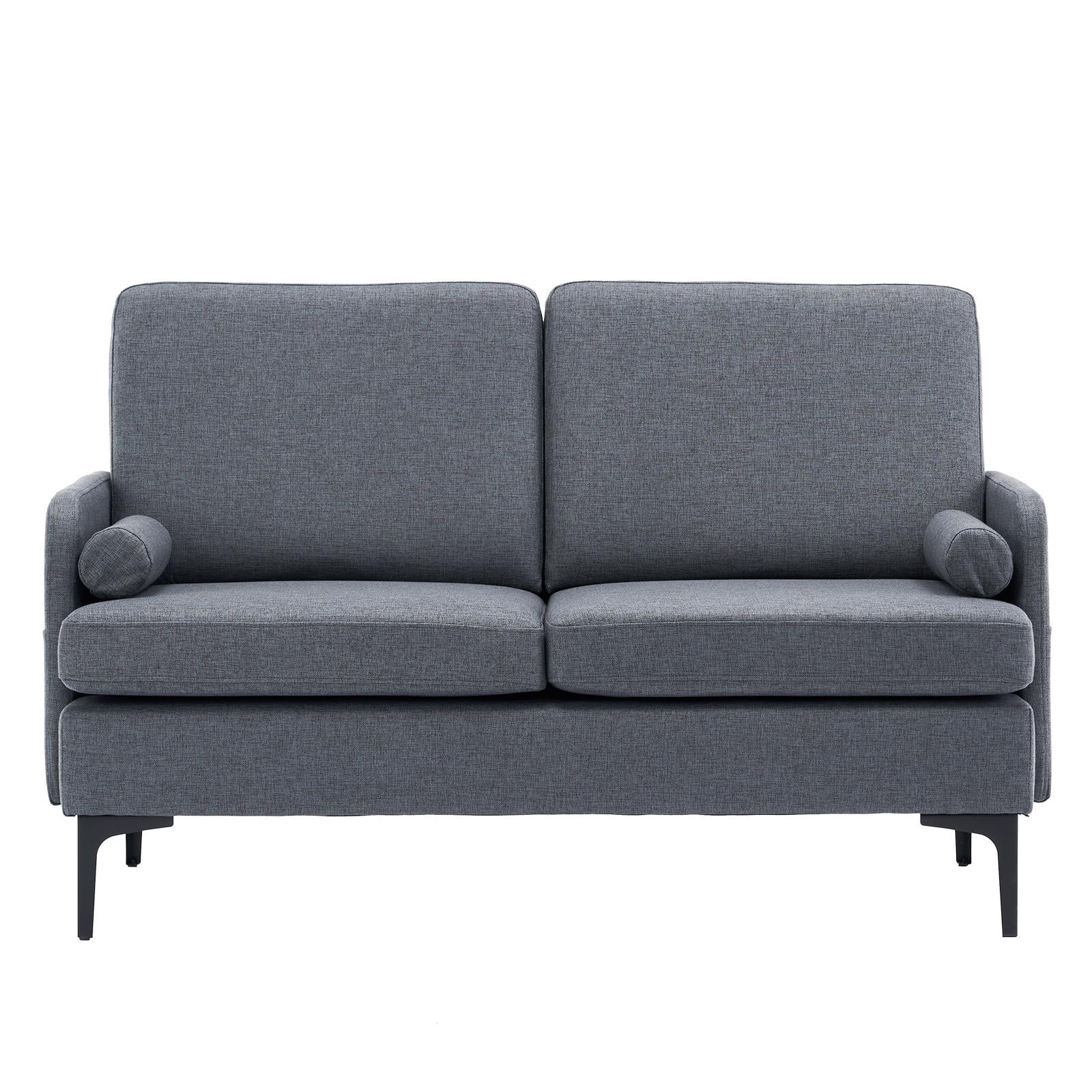 BaytoCare MidCentury Fabric Loveseat Sleeper 2 Seater SofaDark Gray