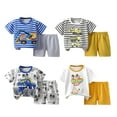 thumbnail image 6 of 2/4Pcs Baby Toddler Boys Summer Clothes Cotton Kids Short Sleeve Striped Engineering Vehicles Print T-Shirt Tops & Solid Shorts Infant Casual Outfits 3 Months-6T, 6 of 7