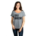 thumbnail image 2 of Yas Queen Women's Fashion Slouchy Dolman T-Shirt Tee Heather Grey Large, 2 of 4