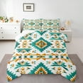 thumbnail image 3 of Manfei Vintage Aztec Print Queen Comforter Set,Rustic Farmhouse Cabin Bedding Sets,White Cyan Orange Bedding Comforter Set For Adults,Luxury Bedroom Decor Reversible,3 Pieces, 3 of 9