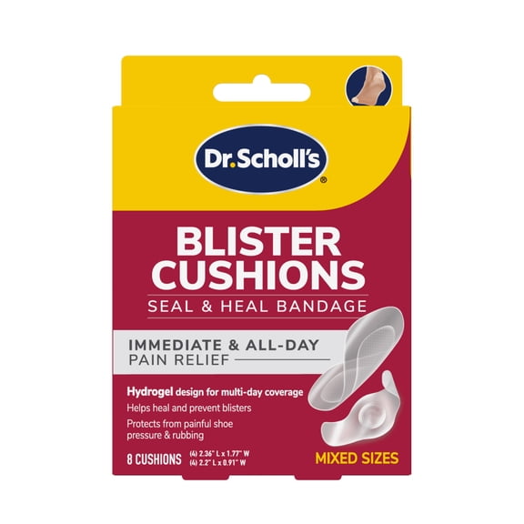 Dr. Scholl's® Blister Cushions Seal & Heal Bandage with Hydrogel Technology Mixed Sizes 8 Count
