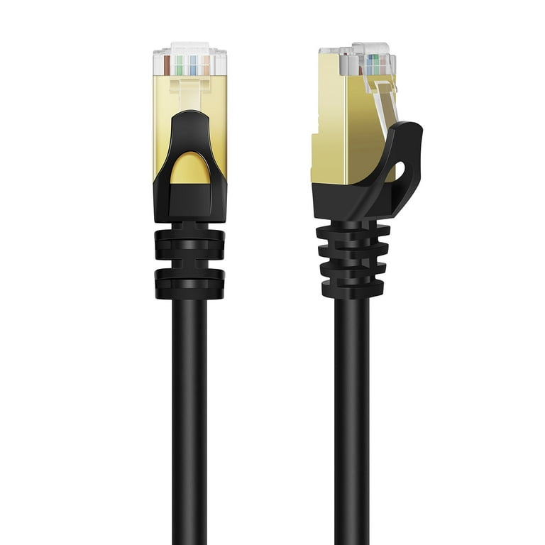 CAT 7 Ethernet Cable 35ft High Speed 10 Gbps 600MHz Black CAT7 Connector  LAN Network Gigabit Internet Wire Patch Cord with Professional S/STP Gold