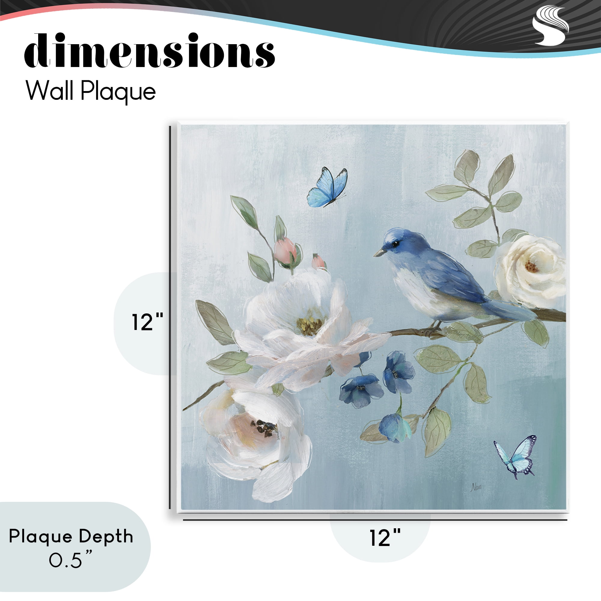 Stupell Industries Pastel Blue Bird Blooms Wall Plaque Art, design by Nan