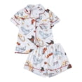 thumbnail image 2 of MAIHAN Cute Pjs for Women Short Sleeve Silky Pj Short Set Summer Soft Pajamas Set Button Down Short Sleeve with Ruffle Shorts Pjs with Lounge Summer Shorts Set(White#02,L), 2 of 6