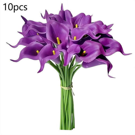 10PCS 14" Calla Lily Artificial Flowers - Realistic Fake Flowers for Home Wedding Decor, Indoor Outdoor Use-Purple