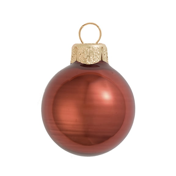40ct Chocolate Brown Pearl Finish Glass Christmas Ball Ornaments 1.25" (30mm)