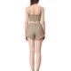 thumbnail image 3 of Conjunto de pijama INSPIRE CHIC para mujer, camiseta de tirantes ajustada de punto con pantalones cortos, 2 piezas, ropa de casa, S, marrón claro, 3 of 5