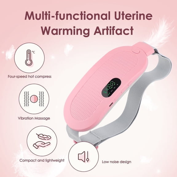 Heating Pad for Period Cramps, Fast Heating Pad with 4 Heat Levels and 4 Massage Modes, Back or Portable Electric Rapid Fast Heating Belly Wrap Belt for Women, Pink