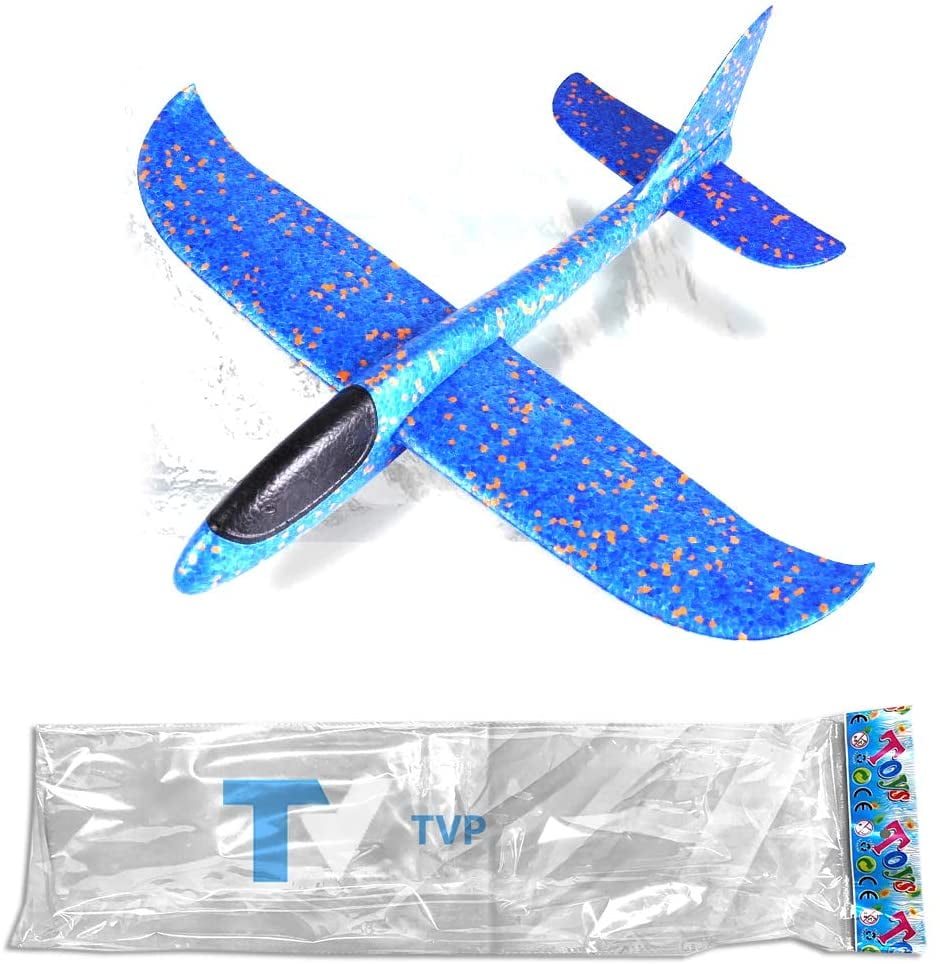 Styrofoam Plane Glider Outdoor Toys Easy Throwing Air Planes STEM Summer Yard Beach Games Gifts for Age 4 5 6 7 8 9 10 Blue Airplane Toy Foam Airplanes for Kids