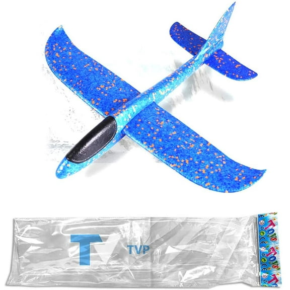 Airplane Toys, 19" Foam Plane Manual Throwing Flying Glider Planes, Outdoor Sports Toy for Kids Gifts - Airplane Model for Kids 3  Years [3 Blue Plane]