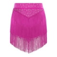 thumbnail image 5 of TiaoBug Women Tassel Latin Dance Skirt Irregular Hem Length Fringe Salsa Tango Rumba Dancewear Hot Pink L, 5 of 6