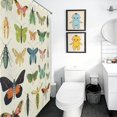 thumbnail image 5 of Butterfly Theme Waterproof Shower Curtain, Watercolor Style Retro Insect Art Decoration, Colorful Butterfly Specimen Privacy Shower Curtain, Family Bathroom Personality Decoration 12 Hooks 36x72In, 5 of 6