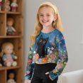 thumbnail image 5 of Xixirimido Black Cat Vintage Floral Girls Long Sleeve Sweatshirts Kids Crewneck Crop Top Soft Cute Graphic Pullover Tops for 11-12 Years, 5 of 7