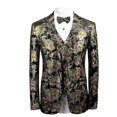 thumbnail image 1 of Mens Luxury Paisley Suit Jacket Gold Shiny Slim Fit Button Down Blazer, 1 of 5